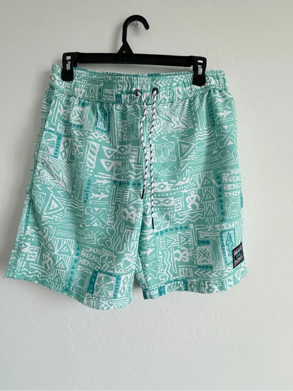 Maui and Sons Mint Green Tribal Print Swim Shorts
